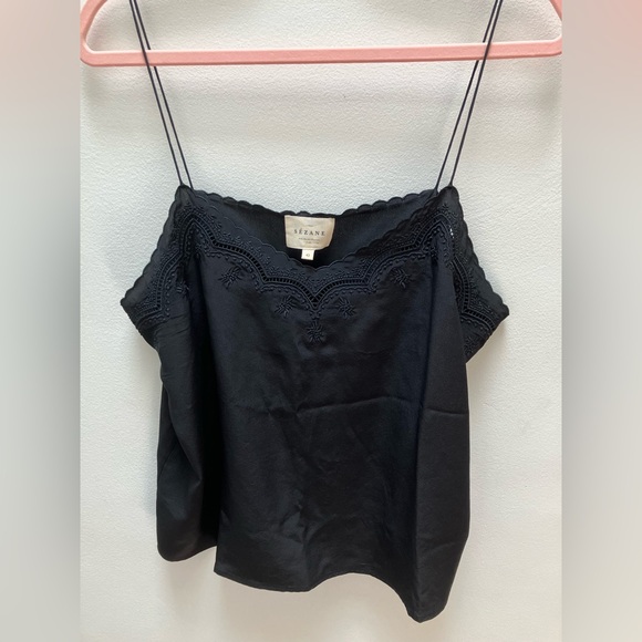 Sézane Palma Silk Embroidered Black Cami - EU 42/US 10 - Picture 5 of 10
